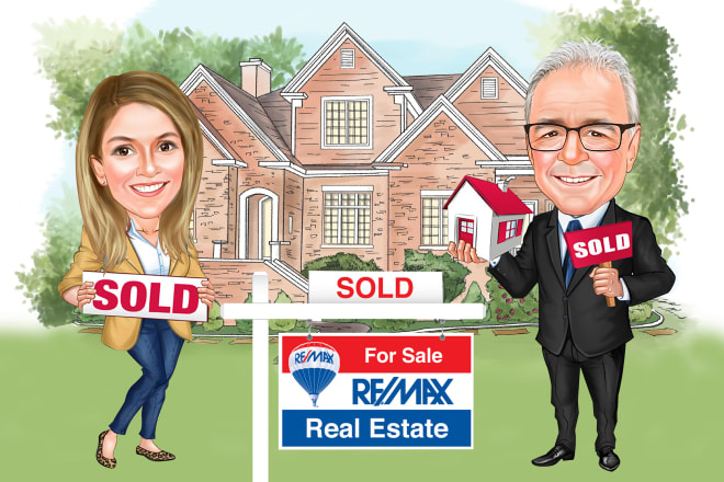 I will draw real estate cartoon caricature from photo