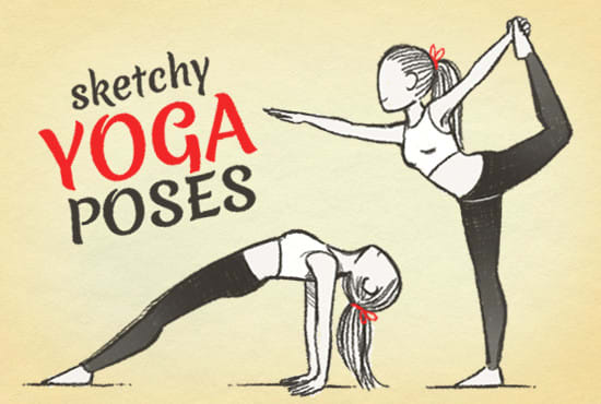 I will draw sketchy yoga pose illustrations