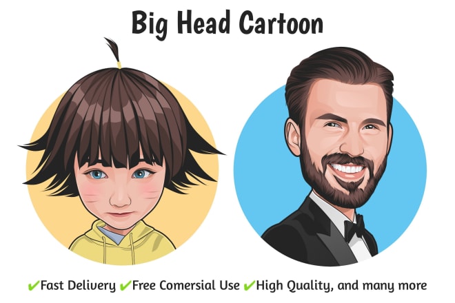 I will draw the best big head cartoon caricature