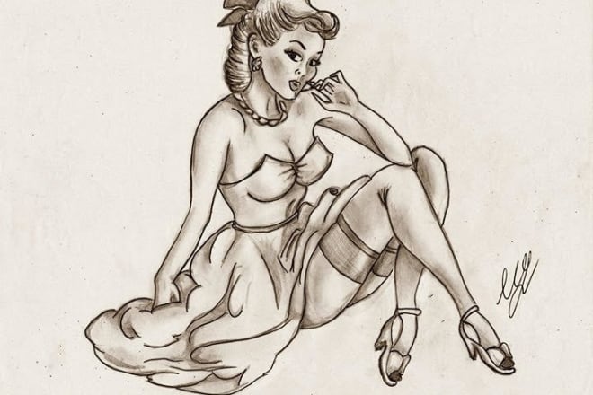 I will draw you like pin up girl