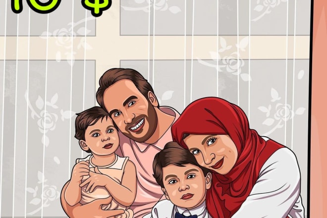 I will draw you or your family into cartoon portraits