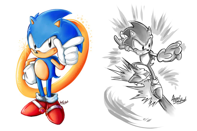 I will draw you sonic the hedgehog fan art