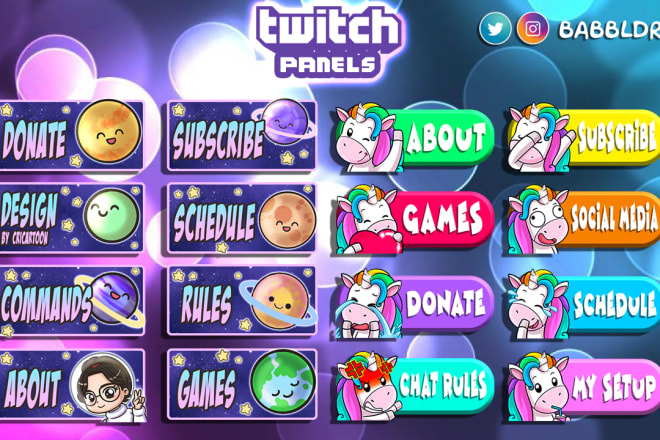 I will draw your custom chibi, cute and kawaii twitch panels