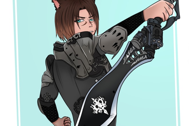 I will draw your ffxiv final fantasy xiv characters in an anime style of your choice