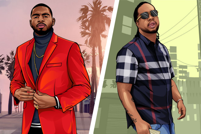 I will draw your gta style cartoon portrait in 24 hours