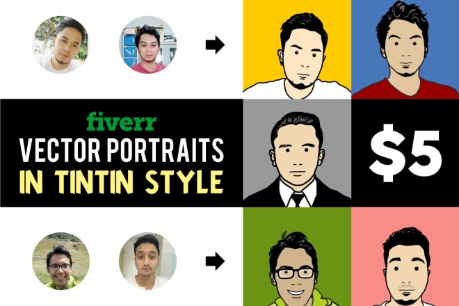 I will draw your photo profile in tintin style