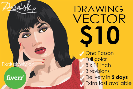 I will drawing your face in vector style