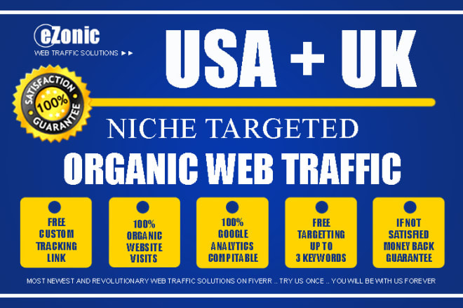 I will drive keyword targeted organic web traffic from uk and usa to your website