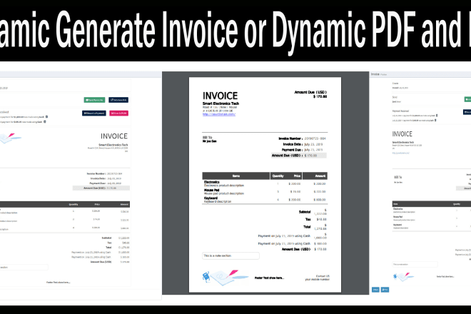 I will dynamic generate invoice or dynamic PDF and mail