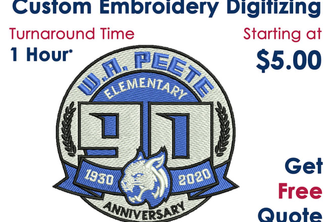 I will embroidery digitizing services, logo embroidery digitizing, image digitizing