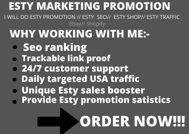 I will etsy promotion, amazon,shopify, etsy promotion within 30 days to boost sales