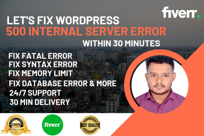 I will fix wordpress http 500 internal server error in 30 minutes