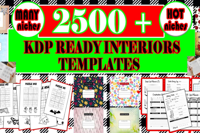 I will give you 2500 amazing KDP interiors for no and low content notebook templates