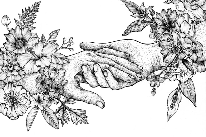 I will hand draw botanical illustration of flowers, plants, fruits