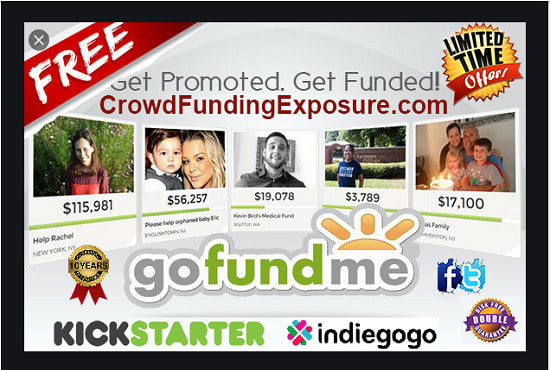 I will help promote crowdfunding campaign gofundme kickstarter indiegogo