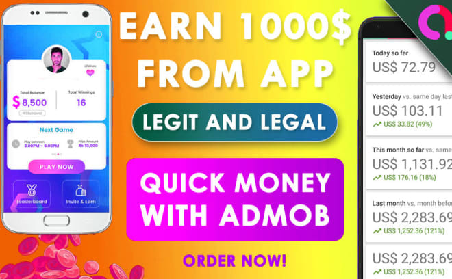 I will help you earn money per day from admob