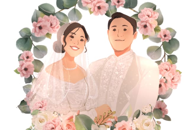 I will illustrate portrait, couple or family in cute cartoon style