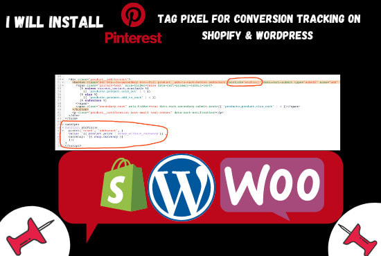 I will install pinterest tag pixel for conversion tracking on shopify and wordpress