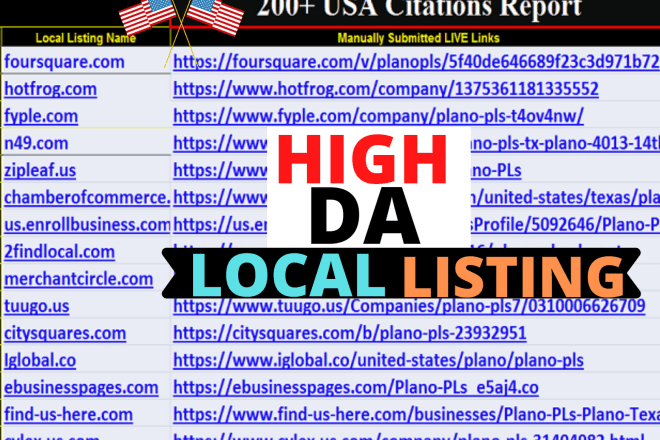 I will list your business in 300 USA local citations and directories