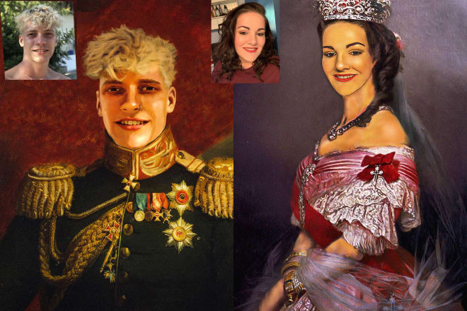 I will make a royal king or queen or family portrait of you