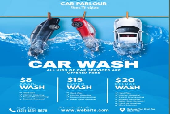 I will make attractive car wash flyer car price list or car repair and detailing poster