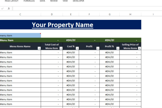 I will make excel template to do menu and recipe costing