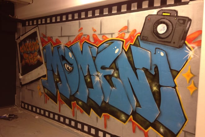 I will make graffiti name or brand on the wall