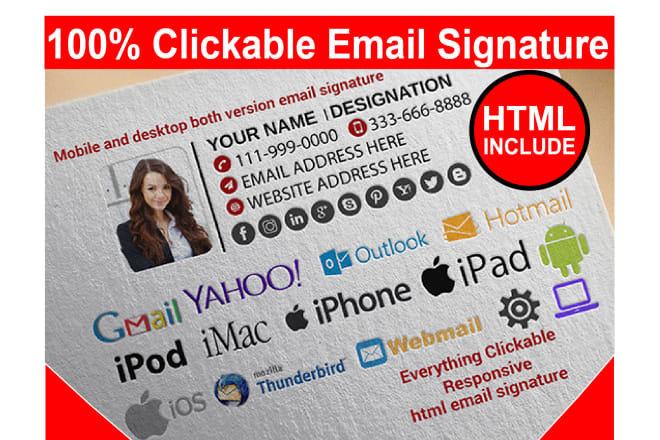 I will make HTML email signature, clickable email signature, perfectly