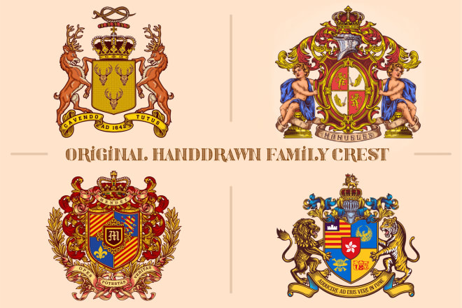 I will make original hand drawn family crest logo design