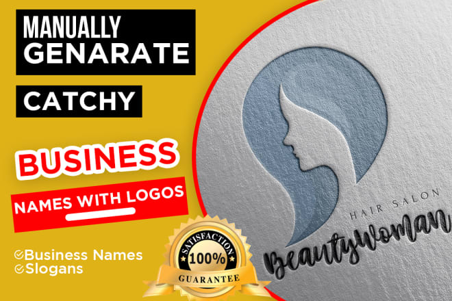 I will manually generate unique business name and logo with slogan