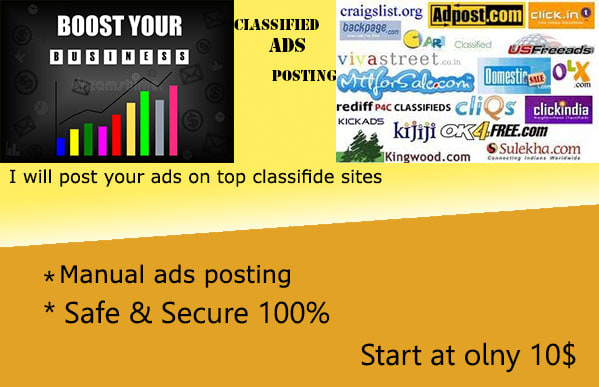 I will manually post 100 ads on classified sites