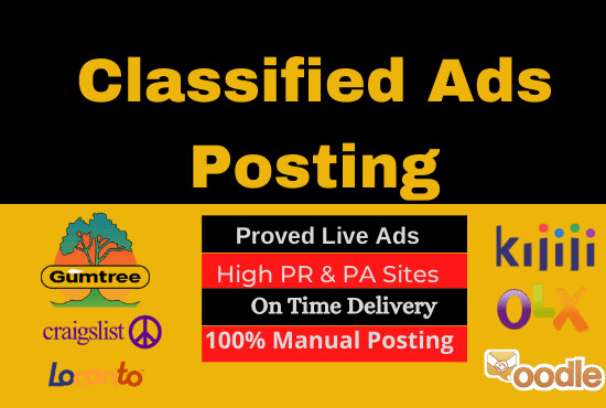 I will manually post classified ad on high PR USA sites