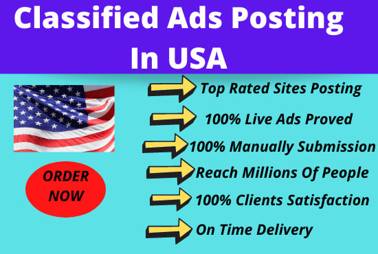 I will manually post your ads top rated classified sites in USA