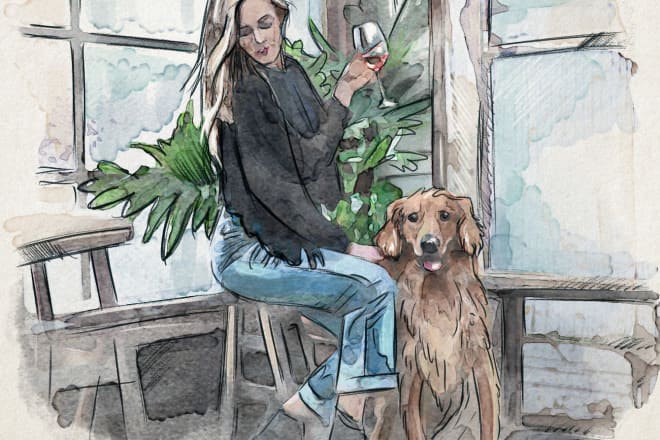 I will paint an watercolor illustration with a sketch on top from your photo