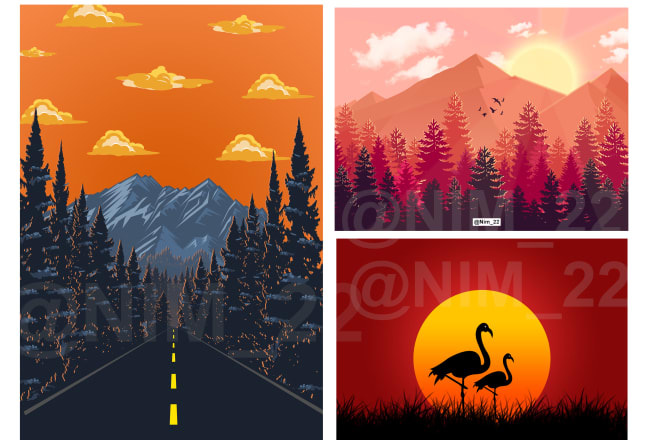 I will paint digital landscapes, vector art, paintings