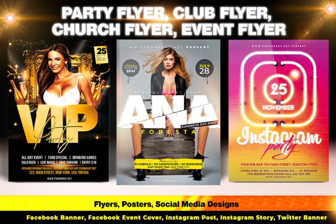 I will party food, club business, church, sports event flyer poster