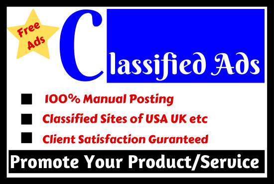 I will post your ads in the top 100 plus free usa classified sites