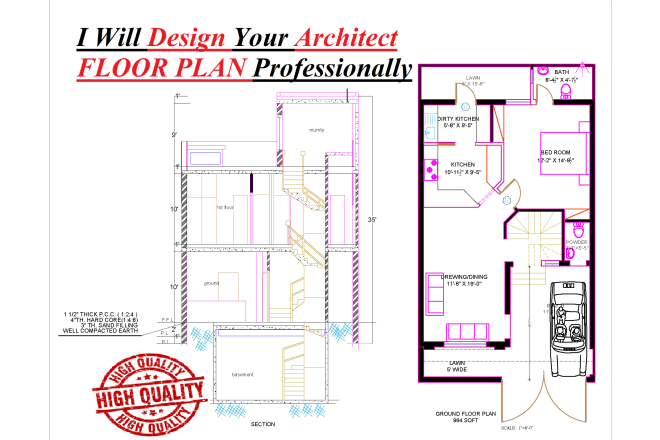 I will prepare architect 2d floor plan drawings in auto cad with all details