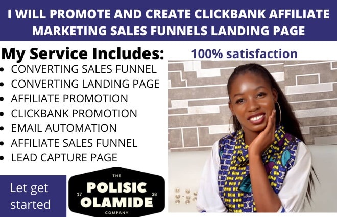 I will promote and create clickbank affiliate marketing sales funnels landing page