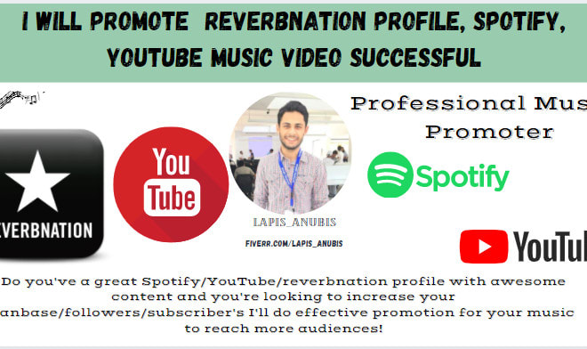 I will promote reverbnation profile, spotify, youtube music video successful