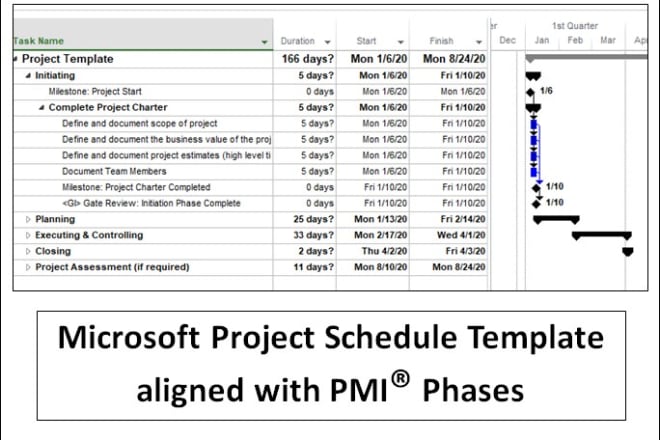 I will provide a ms project schedule aligned to pmi