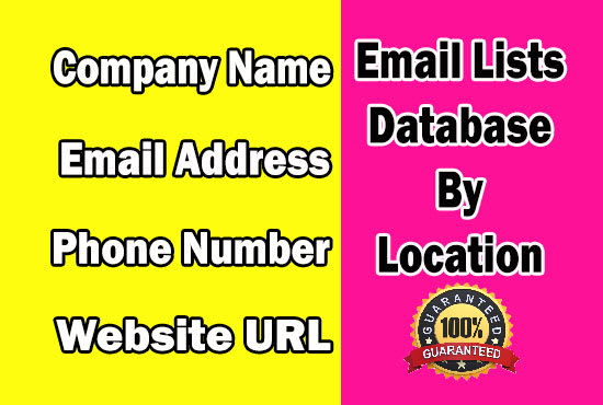 I will provide email database, email lists any location