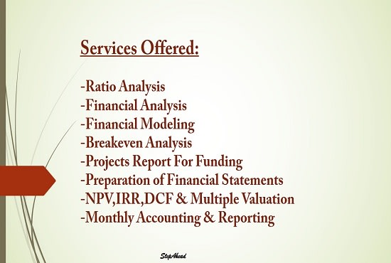 I will provide financial analysis, project report,ratio analysis,accounting