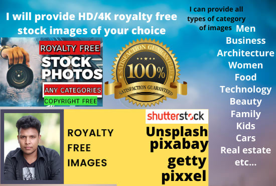 I will provide high resolution royalty free stock images and videos of your choice