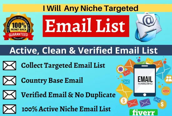 I will provide niche targeted email lists for email marketing