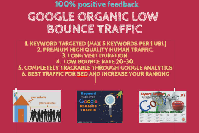 I will provide premium highest quality organic low bounce traffic