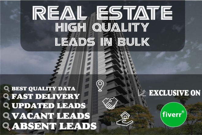 I will provide real estate cash buyers and vacant leads with skip tracing