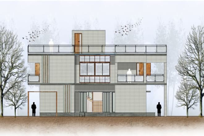 I will render architectural plan,elevation,section in photoshop