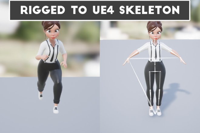 I will rig any character to an epic skeleton for unreal engine 4