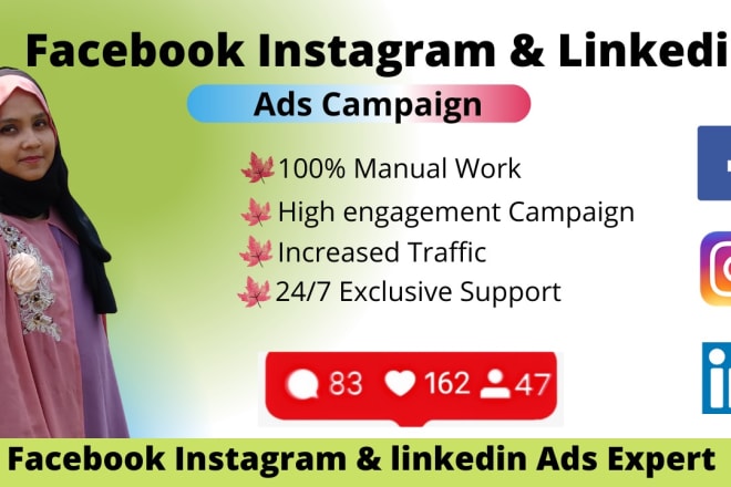 I will run facebook linkedin instagram ads campaign